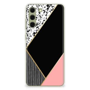 Samsung Galaxy S21FE TPU Hoesje Zwart Roze Vormen