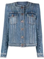 Balmain veste en jean à design sans col - Bleu