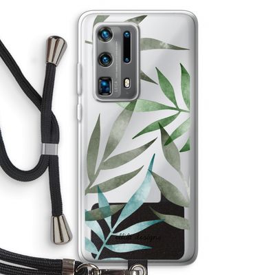 Tropical watercolor leaves: Huawei P40 Pro Plus Transparant Hoesje met koord