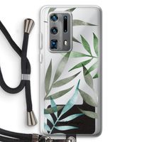 Tropical watercolor leaves: Huawei P40 Pro Plus Transparant Hoesje met koord Tropical watercolor leaves: Huawei P40 Pro Plus Transparant Hoesje met koord
