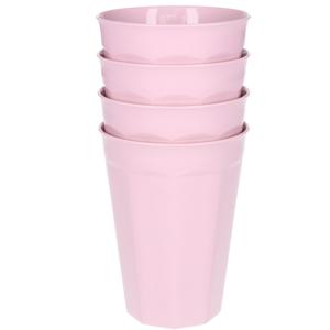 Verjaardag/kinder/camping drink bekers - 4x stuks - 300 ML - roze - kunststof - onbreekbaar