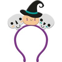 Halloween thema verkleed diadeem heks - one size - paars/zwart - kinderen - thumbnail