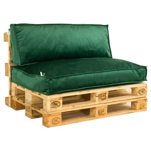 2L Home & Garden Palletkussenset Velvet Donkergroen - 2 Delige set