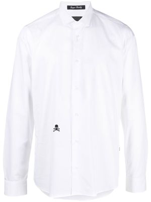 Philipp Plein chemise en coton à broderies tête de mort - Blanc