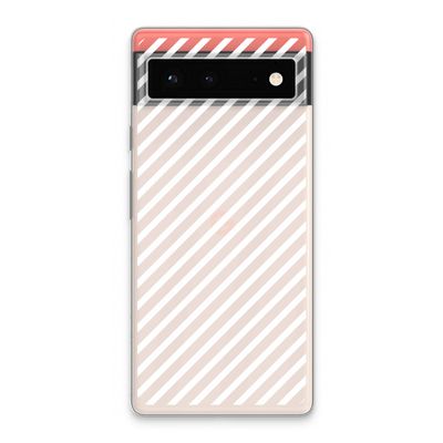 Strepen zwart-wit: Google Pixel 6 Transparant Hoesje