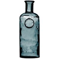 Bloemenvaas Olive Bottle - marine blauw transparant - glas - D13 x H27 cm - Fles vazen