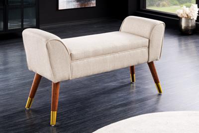 Retro Bank SCARLETT 90cm beige structuurstof met armleuningen - 44780