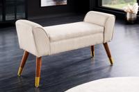 Retro Bank SCARLETT 90cm beige structuurstof met armleuningen - 44780