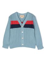 Gucci Kids cardigan en maille à bords rayés - Bleu - thumbnail