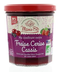 Mamie Bio Extra jam aardbei kers zwarte bes bio