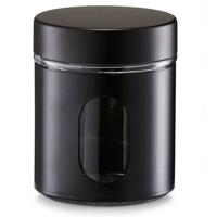 Zeller Voorraadpot/blik met venster - zwart - 600 ml - glas/metaal