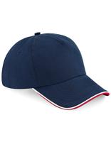 Beechfield CB25c Authentic 5 Panel Cap - Piped Peak - French Navy/Classic Red/White - One Size - thumbnail