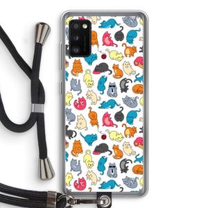 Kleurrijke katten: Samsung Galaxy A41 Transparant Hoesje met koord