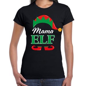 Mama elf fout Kerst t-shirt zwart voor dames