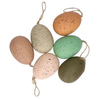 Decoris Paaseieren - 6x stuks - 9 cm - kunststof - multicolor - paasversiering