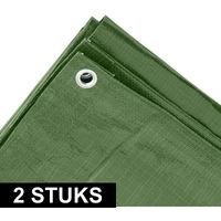 2x Groene afdekzeilen / dekzeilen 3 x 5 meter