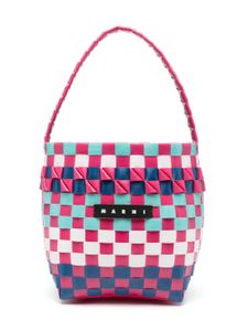 Marni Kids sac cabas tissé à patch logo - Rose