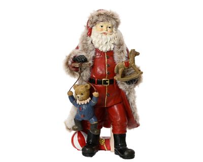 Kerstman polyresin l9.5b11h22 cm rood kerst Decoris - Decoris
