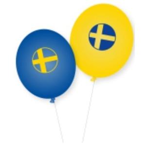 Landen thema versiering vlag Zweden kleuren ballonnen 24x stuks