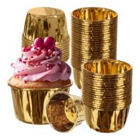 Ruhhy Muffinvormpjes - 50x stuks - goud - 3,5 x 6 cm - cupcake vorm - papier - aluminiumfolie