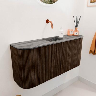 Toiletmeubel Mondiaz Joya Dlux | 93.2 cm | Meubelkleur Walnut | Faye wastafel Sombra Wasbak Midden | Zonder kraangat(en)