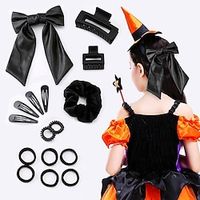 16 stuks Dames Voor meisjes Haarelastiekjes Haarklemmen Haaraccessoireset Voor Halloween Dagelijks Hars Satiini Zwart Lightinthebox