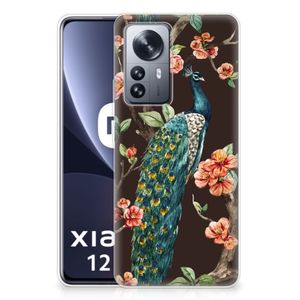 Xiaomi 12 Pro TPU Hoesje Pauw met Bloemen