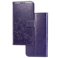 OPPO Reno 8 Pro hoesje - Bookcase - Pasjeshouder - Portemonnee - Bloemenprint - Kunstleer - Paars - thumbnail