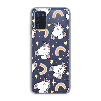 Rainbow Unicorn: Samsung Galaxy A03s Transparant Hoesje