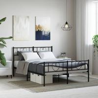 Bedframe met hoofd- en voeteneinde metaal zwart 140x190 cm