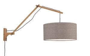 GOOD&MOJO Wandlamp 'Andes' Large, Bamboe en Eco linnen, kleur Donkerbeige/Naturel