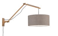 GOOD&MOJO Wandlamp 'Andes' Large, Bamboe en Eco linnen, kleur Donkerbeige/Naturel