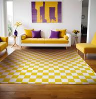 Geruit patroon vinyl tapijt geel