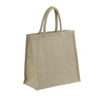 1x Jute boodschappentassen/strandtassen/draagtassen 35 x 34 cm naturel   -