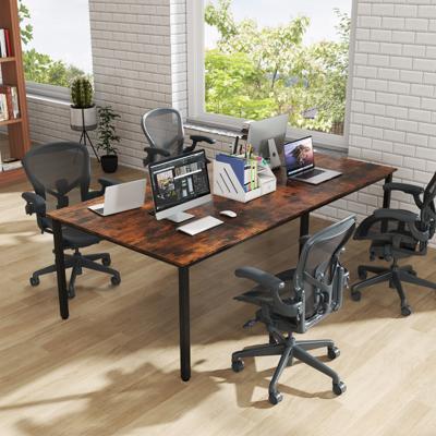 Conferentietafel met 2 Kabeldoorvoeren Vergadertafel voor Maximaal 10 Personen Rustiek Bruin