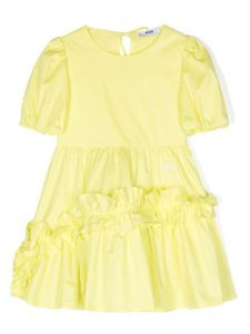 MSGM Kids robe en popeline à volants - Jaune