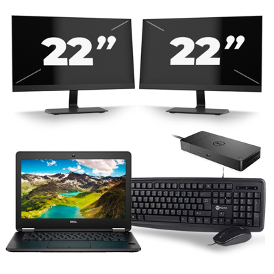 Dell Latitude E7270 - Intel Core i7-6e Generatie - 12 inch - 16GB RAM - 256GB SSD - Windows 11 + 2x 22 inch Monitor