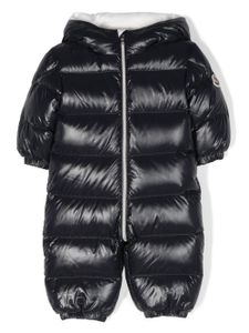 Moncler Enfant combinaison de ski matelassée en satin à patch logo - Bleu