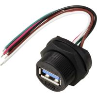TRU COMPONENTS TC-E13T-FU2-PWF-0.1PV TC-13543556 USB 2.0-bus voor montage aan de achterkant met draad IP67 (schroefdraad) kabel 0,1 m Waterdichte kunststof