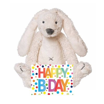 Kinder cadeau knuffel konijn met Happy birthday wenskaart - Knuffel huisdieren Kinder cadeau knuffel konijn met Happy birthday wenskaart - Knuffel huisdieren