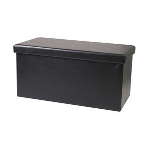 Urban Living Hocker zit bankje - poef XXL - opbergbox - zwart - lederlook - 76 x 38 x 38 cm - opvouwbaar   -