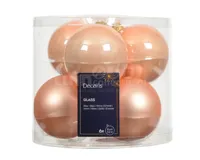Kerstballen Glas Ø8cm Peach Pearl 6st