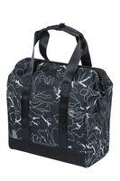 Basil grand flower fietsshopper - zwarte waterafstotende tas met laptopvak - 23l