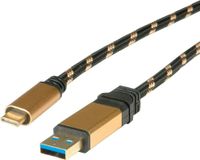 ROLINE USB 0.5m USB-kabel 0,5 m USB 3.2 Gen 2 (3.1 Gen 2) USB A USB C Zwart, Goud - thumbnail