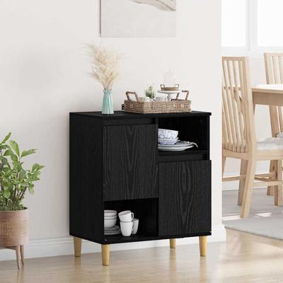 Dressoir Zwart eiken 35 x 60 x 70 cm Bewerkt hout