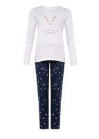 Happy Shorts Happy Shorts Dames Kerst Pyjama Shirt + Broek Gingerbread Wit / Blauw