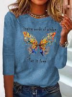 Butterfly Long sleeve Loose Casual T-Shirt - thumbnail