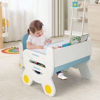 Kinderzitgroep met in Hoogte en Hoek Verstelbaar Tafelblad Kindertafel met Kruk om te Tekenen Leren Spelen en Eten Blauw