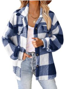 Teddy Velvet Loose Casual Plaid Teddy Jacket