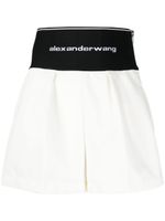 Alexander Wang short en coton sergé à logo imprimé - Blanc